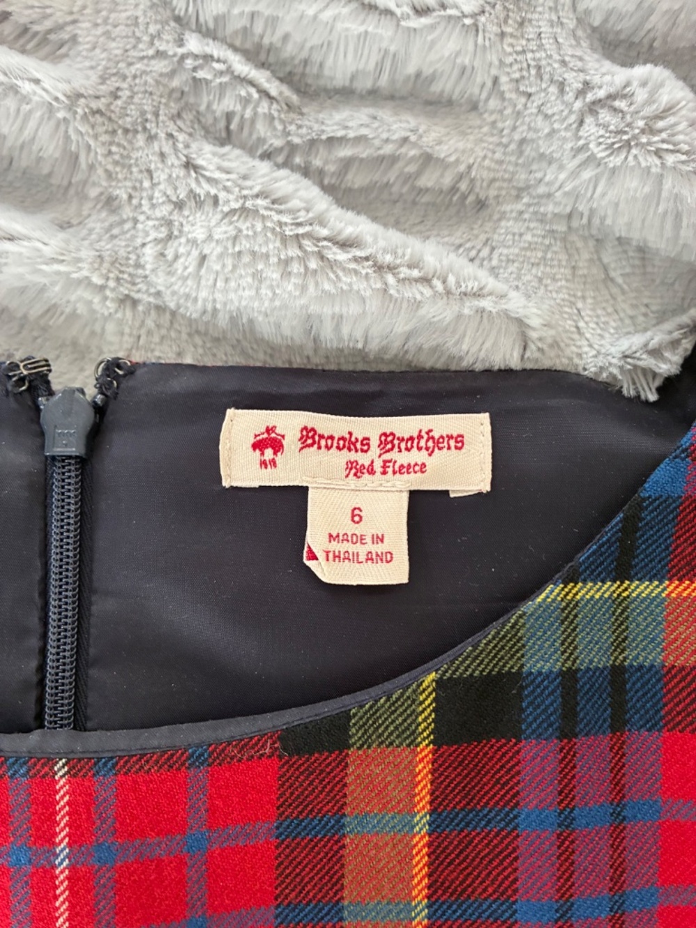 Brooks Brothers Red Fleece Plaid Dress Size 6 Tartan Short Sleeve - Picture 5 of 5